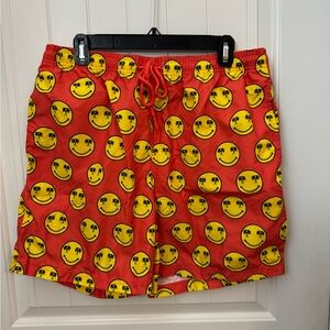 Red Smiley Face Swim Shorts men’s size large A